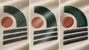 comparison of screen print DTF transfer and embroidery textures on fabric